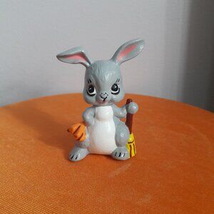 Easter Figurine of a Bunny With a Broom set of 2